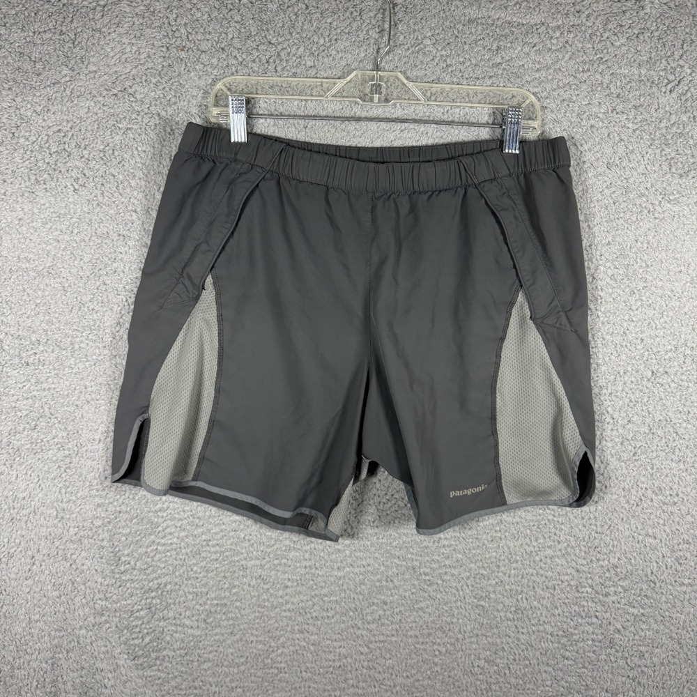 Patagonia Mens L Strider Pro Running Shorts Grey 7 Inseam Mesh Panels Outdoors